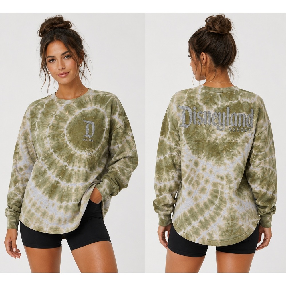 Disney Spirit Jersey Womens Medium Olive Green Tie Dye Disneyland Resort CUSTOM‎